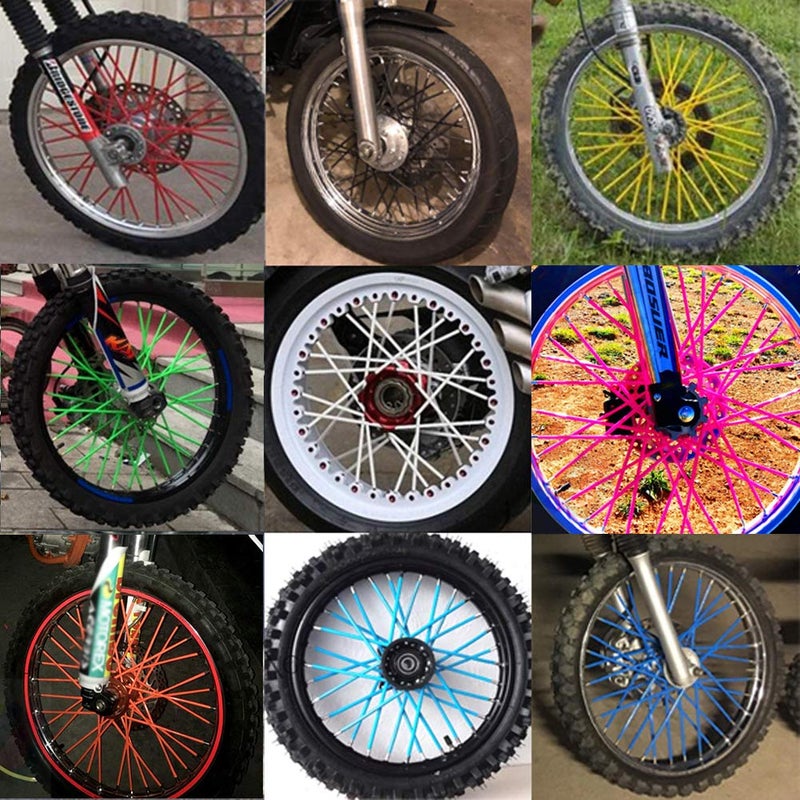 Teensery 72 Pcs Motorcycle Spoke Skins Wraps Colorful Bicycle Spoke Cover Coat Pipe Protector Bike Wheel Decoration, Assorted Color - Image 4